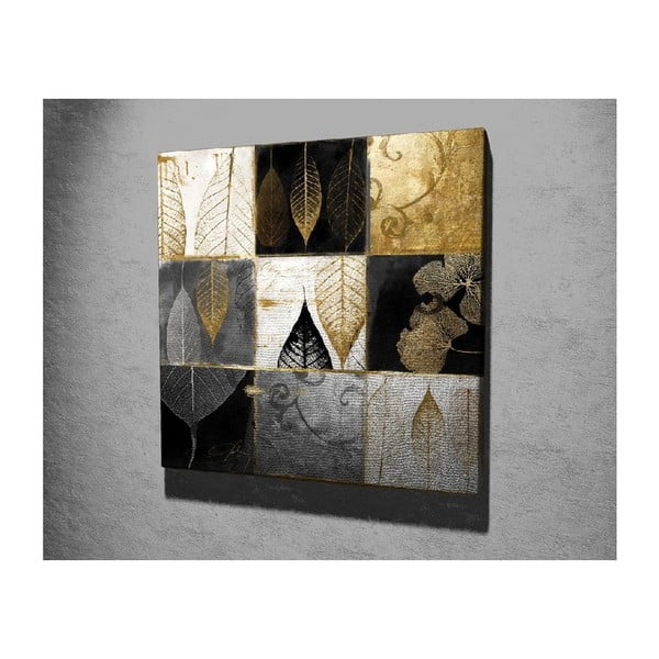 Живопис върху платно Златни листа, 45 x 45 cm - Wallity-image-1