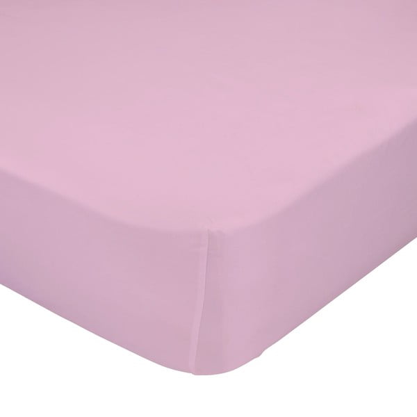 Розов ластичен чаршаф от чист памук , 90 x 200 cm Basic - Happy Friday Basic