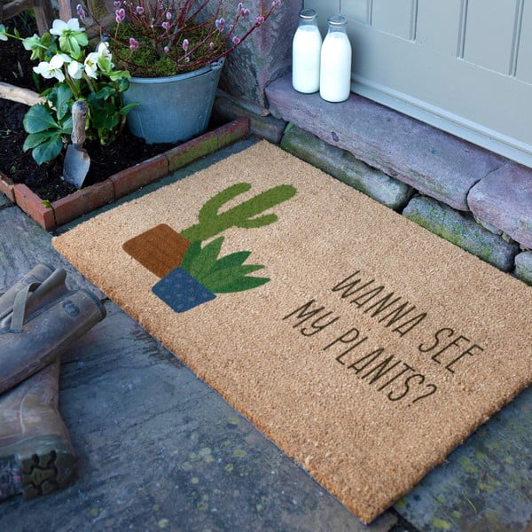 Изтривалка от кокосови влакна 40x60 cm Wanna See My Plants – Artsy Doormats-image-2