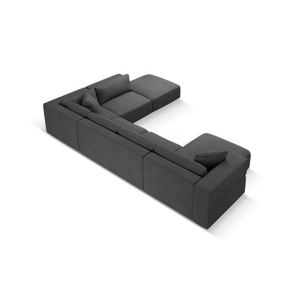 Тъмносив ъглов U-образен диван, десен ъгъл Esther – Milo Casa-image-3