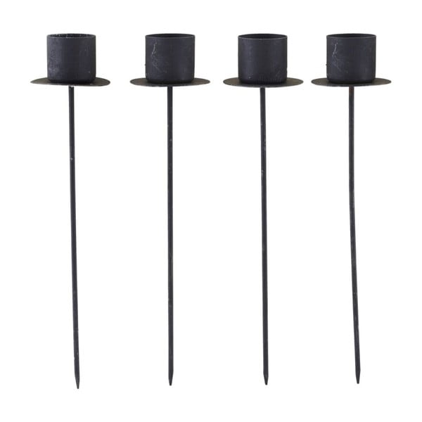 Комплект от 4 черни метални стойки за свещи - House Doctor