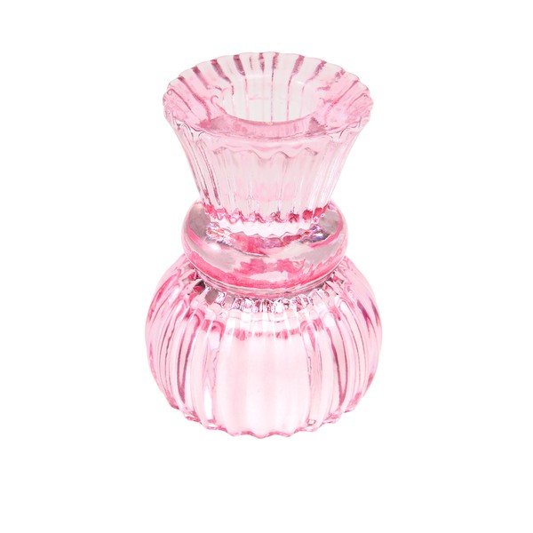 Нисък розов стъклен свещник - Rex London-image-1