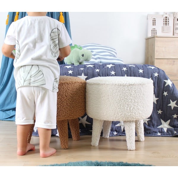 Кафяв детски пуф от плат букле Moouv – Artie-image-1