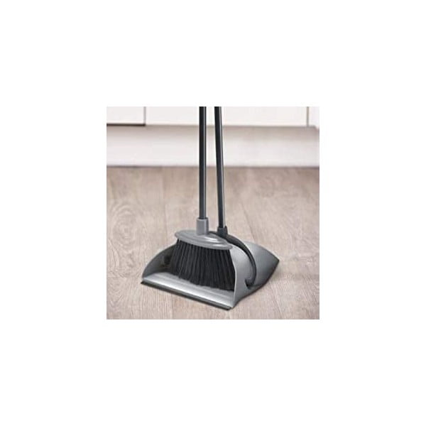 Сиво-черна лопатка за прах с дълга дръжка Dust - Addis-image-1