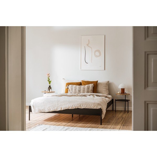 Бяло стоманено двойно легло 160x200 cm без табла с включена подматрачна рамка Eton Basic – noo.ma-image-1