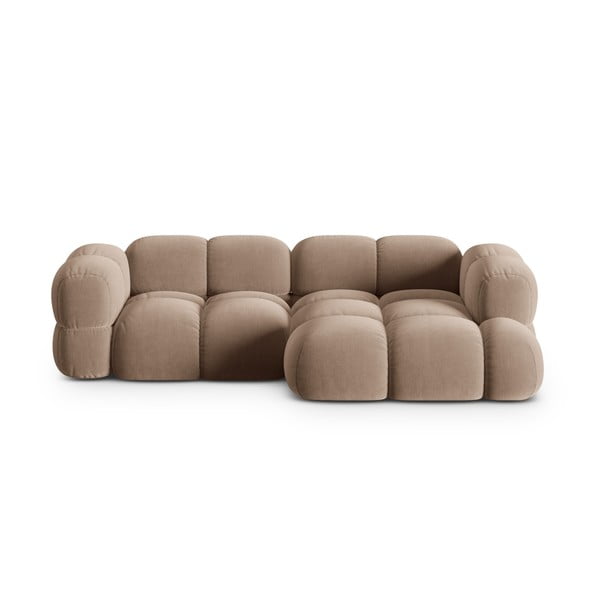 Кафяв кадифен ъглов диван (десен ъгъл) Loretto – Cosmopolitan Design