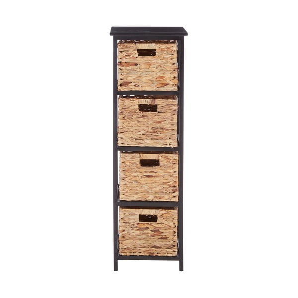 Шкаф за баня от масивна дървесина от павловния в черно и натурално 32x100 cm Padstow - Premier Housewares