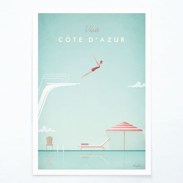 Плакат , 50 x 70 cm Côte d'Azur - Travelposter