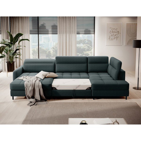 Зелен кадифен разтегателен ъглов диван с място за съхранение (десен ъгъл U форма) Berrto – ELTAP-image-4