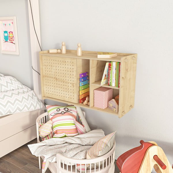 Стенен шкаф за книги в дъбов декор в естествен цвят 65x30 cm Sima - Kalune Design-image-2