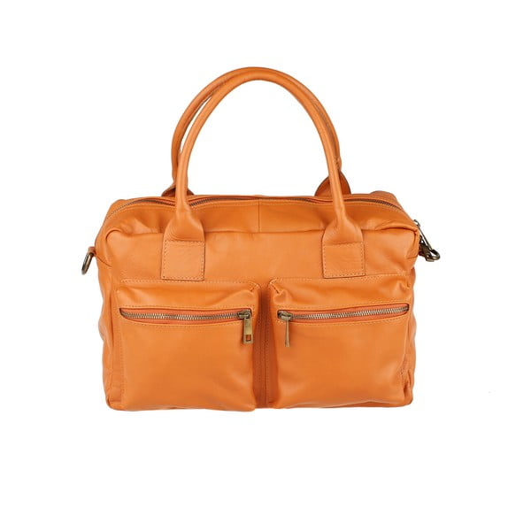 Кафява кожена чанта Loira в цвят коняк - Chicca Borse