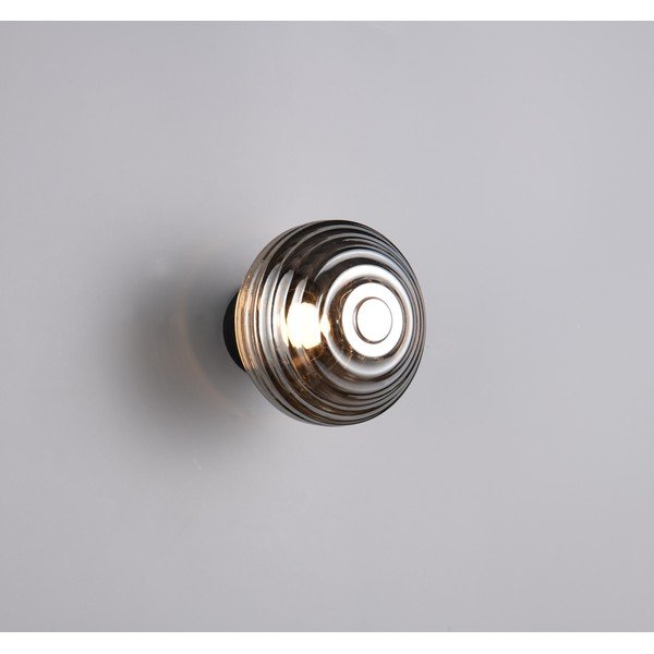 Тъмносива стъклена LED стенна лампа с USB ø 15,5 cm Earl – Reality-image-1