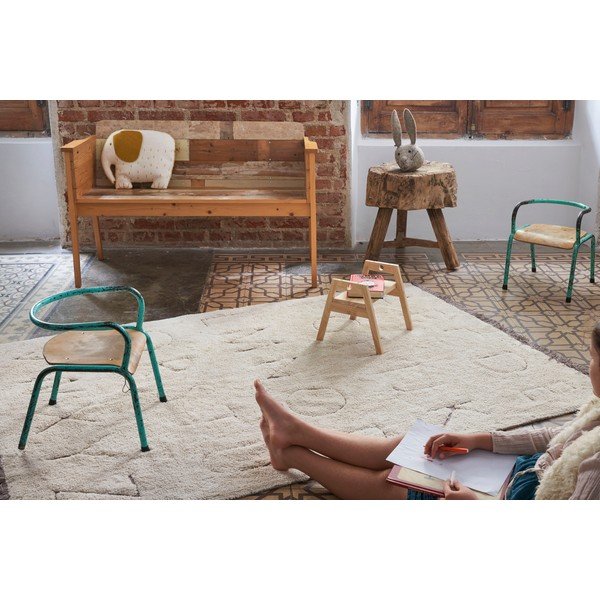 Кремав ръчно изработен памучен детски килим подходящ за пране 140x200 cm ABC – Lorena Canals-image-4