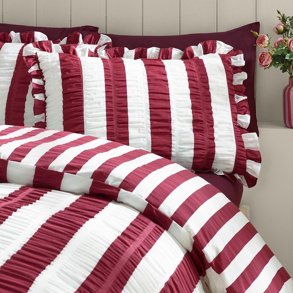 Тъмнолилаво двойно  спално бельо 220x230 cm Seersucker Frill Stripe – Catherine Lansfield-image-2