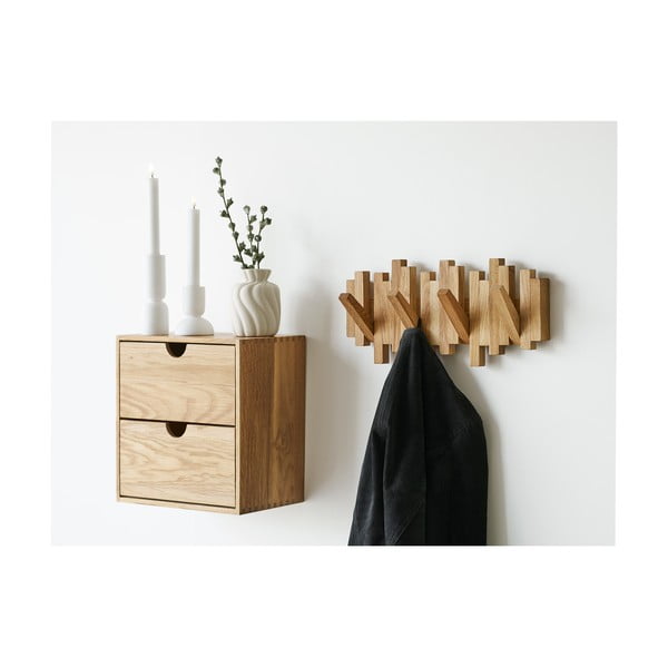 Стенна закачалка от масивен дъб в естествен цвят 3 cm Caltra – House Nordic-image-1