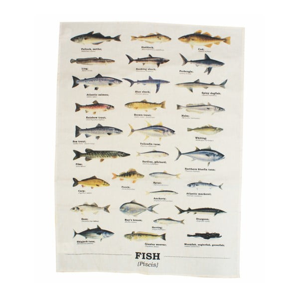 Utěrka z bavlny Gift Republic Multi Fish, 50 x 70 cm