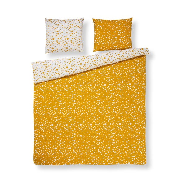 Жълто памучно двойно спално бельо Florieke, 200 x 200 cm - Ekkelboom