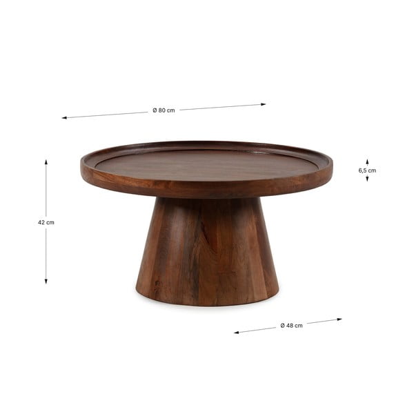 Тъмнокафява кръгла масичка за кафе от масивно манго ø 80 cm Rose – MOME-image-4
