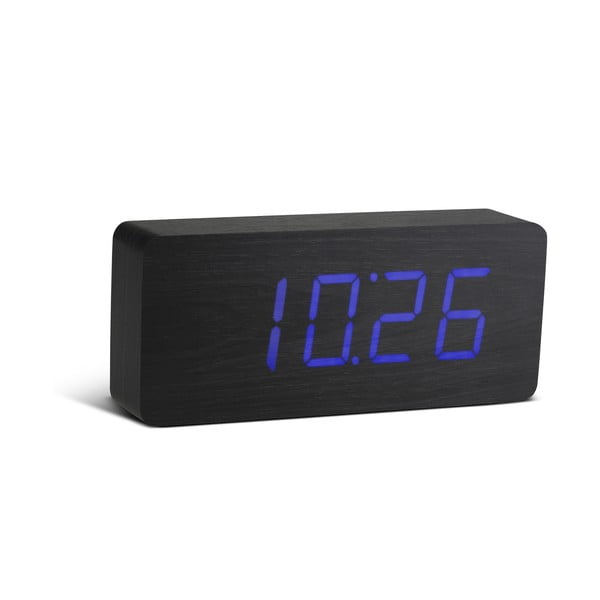 Черен будилник със син LED дисплей Slab Click Clock - Gingko