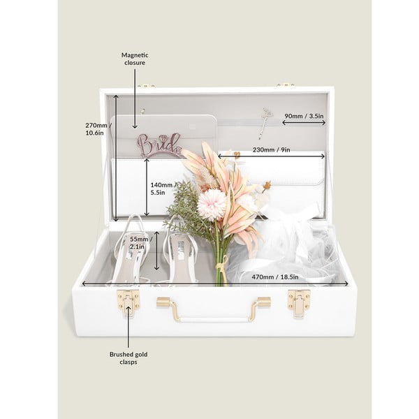 Бяла декоративна кутия за съхранение от изкуствена кожа 50x30x15 cm – Stackers-image-3