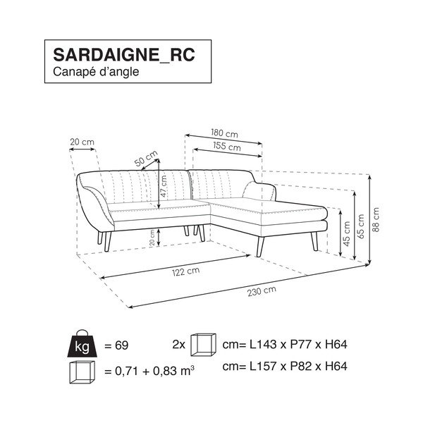 Žlutá pohovka s lenoškou na pravé straně Mazzini Sofas Sardaigne-image-4