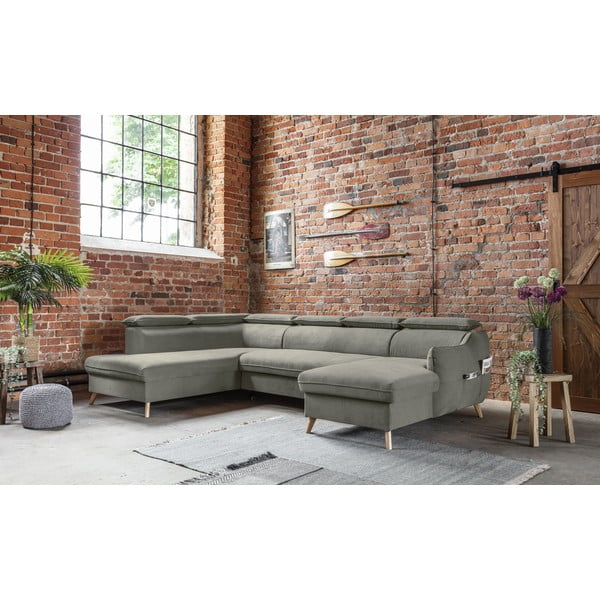 Светлосив кадифен U-образен ъглов диван (ляв ъгъл) Sweet Harmony - Miuform-image-3