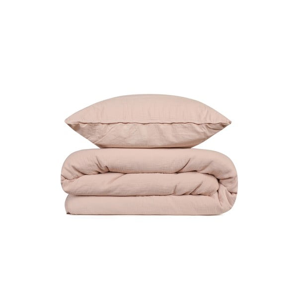 Розово муселиново спално бельо за двойно легло 200x200 cm Stonewashed - Mijolnir