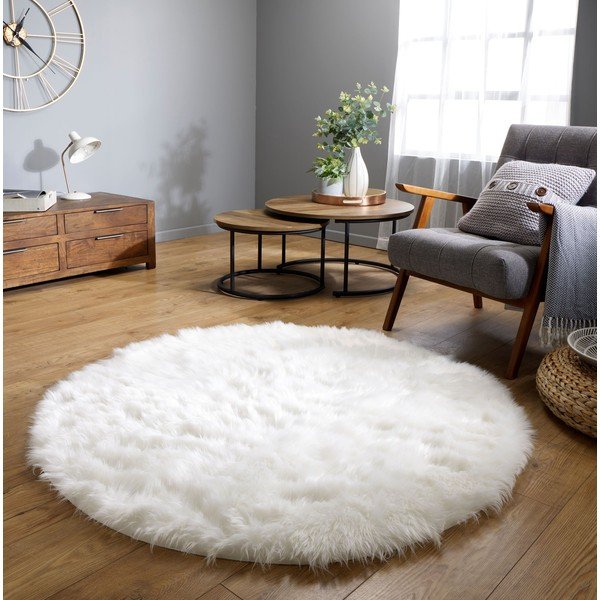 Бял кръгъл килим ø 120 cm Sheepskin - Flair Rugs-image-1