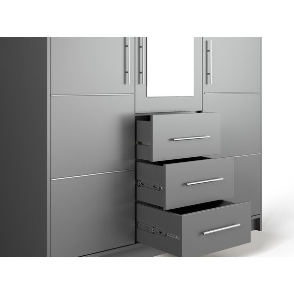 Сив гардероб с огледало 147x200 cm Derry - Cosmopolitan Design-image-1