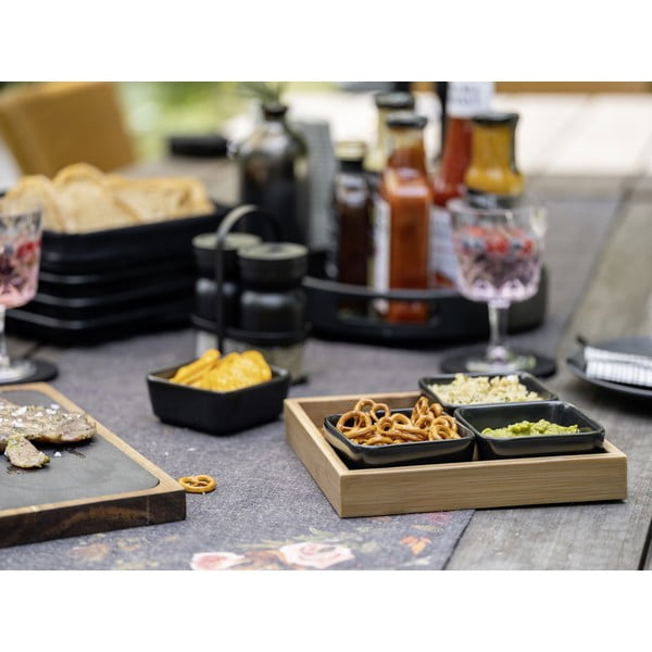 Черни керамични купи за сервиране в комплект от 4 части с поднос Elo - Wenko-image-2