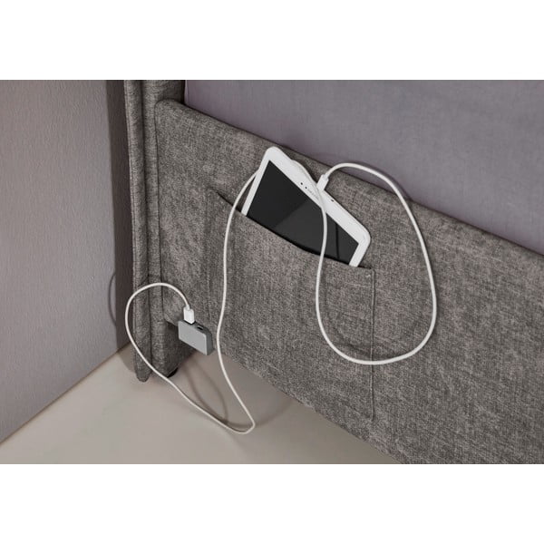 Сиво тапицирано детско легло 140x200 cm с място за съхранение с включена подматрачна рамка Fun – Meise Möbel-image-1