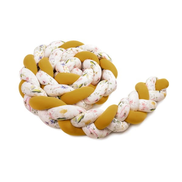 Жълто-бяла памучна плетена мантия, дължина 180 cm - T-TOMI
