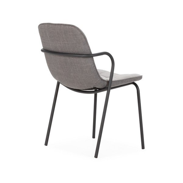 Светлосив тапициран трапезен стол с подлакътници Angie – Marckeric-image-4