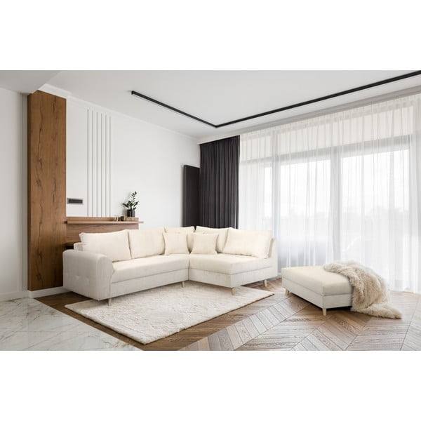 Кремава табуретка от велур Ariella - Ropez-image-1