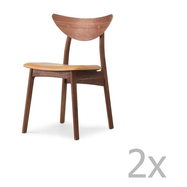 Комплект от 2 трапезни стола от масивен орех с кафява седалка WOOD AND VISION Chief - Wood and Vision