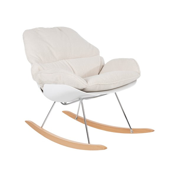 Кремаво люлеещо се кресло от букле Rocky – White Label