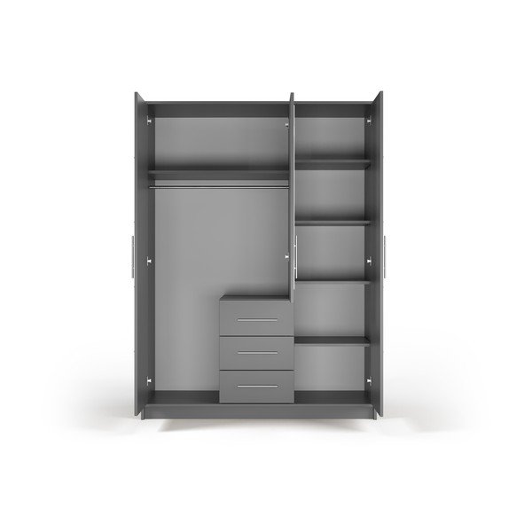 Сив гардероб с огледало 147x200 cm Derry - Cosmopolitan Design-image-4