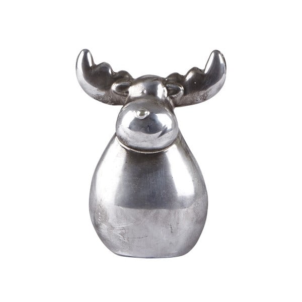 Декоративна керамична фигурка в сребристо Елен, сребриста керамика, 13 см - KJ Collection