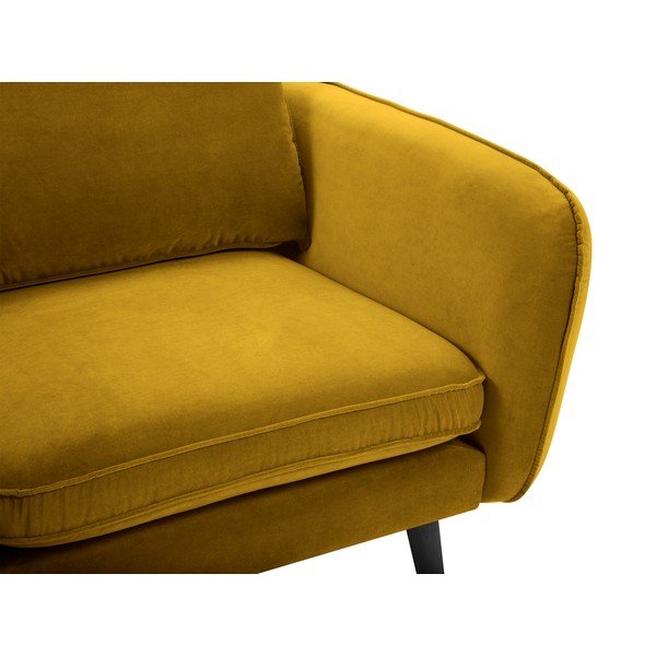 Кресло от жълто кадифе с черни крака Lento - Kooko Home-image-3