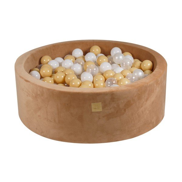 Светлокафяв кадифен басейн с топки ø 90x30 cm Montessori – Meowbaby