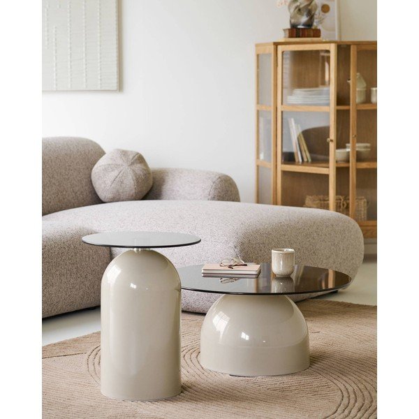 Кръгла странична масичка със стъклен плот ø 40 cm Ravello – House Nordic-image-1
