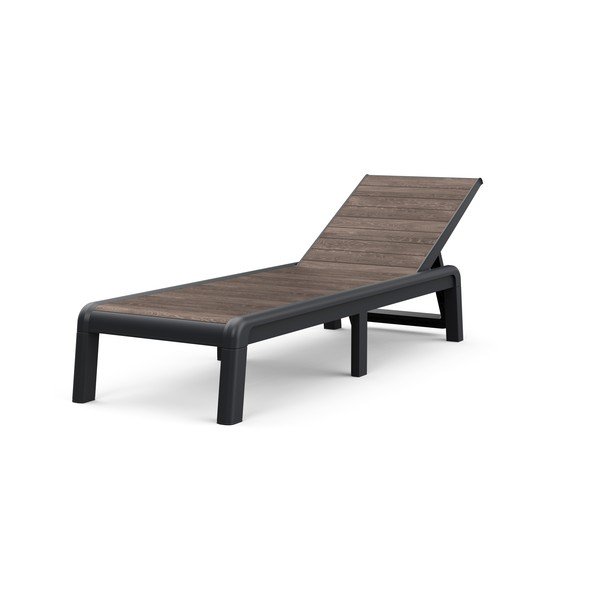 Тъмнокафяв пластмасов позициониране/сгъваем градински шезлонг Deco Porto – Keter