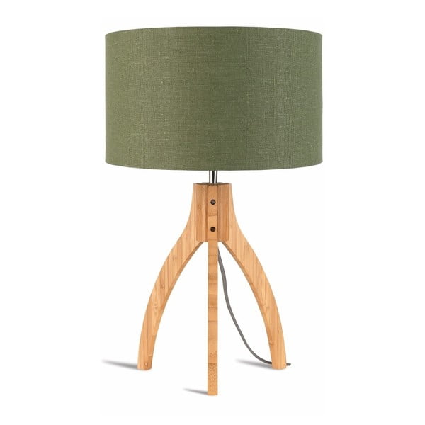 Настолна лампа със зелен абажур и бамбукова конструкция Annapurna - Good&Mojo