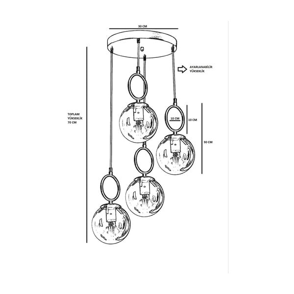 Бяло/в месингов цвят висящо осветително тяло със стъклен абажур ø 30 cm Morino – Opviq lights-image-3