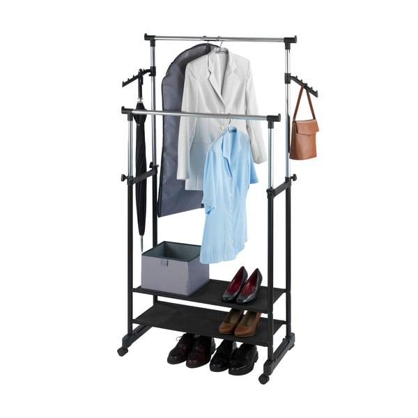 Метална телескопична подвижна закачалка за дрехи All In Black - Wenko-image-1