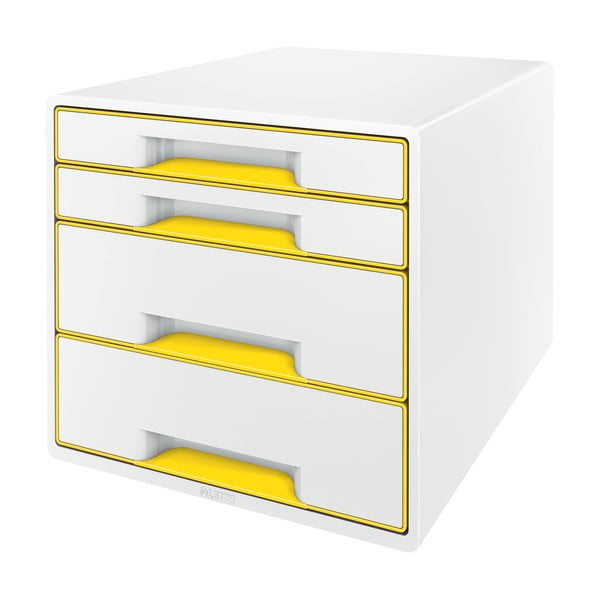 Бяла и жълта кутия за чекмеджета WOW CUBE, 4 чекмеджета Cube - Leitz
