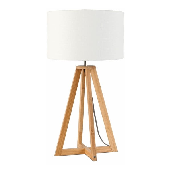 Настолна лампа с бял абажур и бамбукова конструкция Everest - Good&Mojo