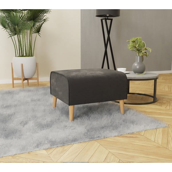 Тъмносиво кадифено столче за крака Carole - Ropez-image-2