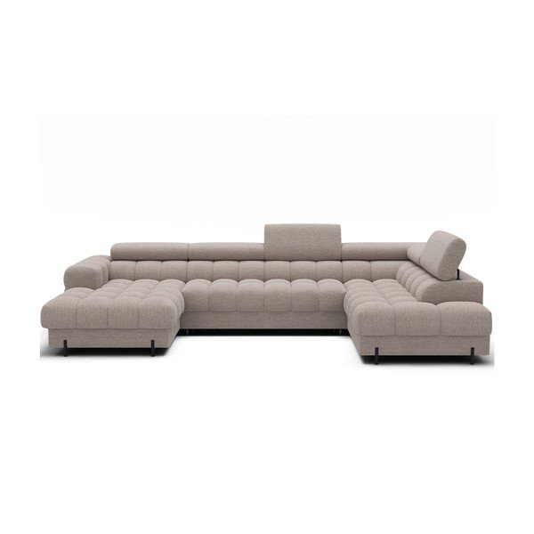 Бежов разтегателен ъглов диван от букле (десен ъгъл U форма) Feraria – ELTAP