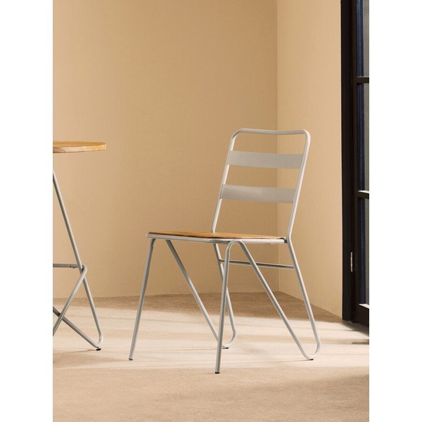 Сив/в естествен цвят трапезен стол от масивен бряст District – Premier Housewares-image-1